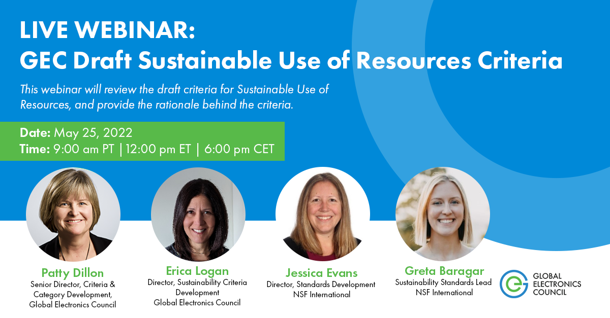 Draft Criteria for Sustainable Use of Resources Webinar